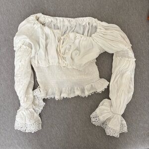 Elegant White Blouse with Lace Details